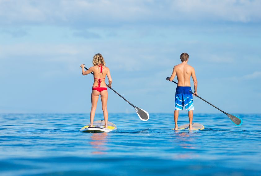 people paddle boarding